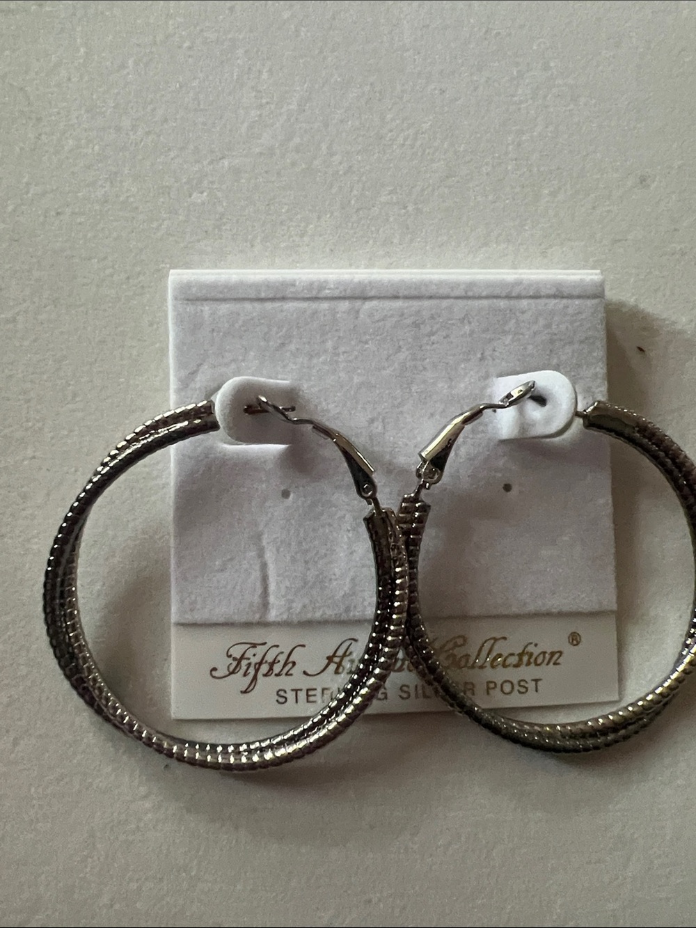 Silver and Black Textured Hoop Earrings